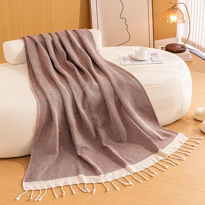Premium Cotton Boho Blanket |50”x60”| Burnt Orange fall Throw Blankets For Bed Sofa Couch Outdoor Farmhouse Turkish Throws And Blankets For Sofa Bedroom Picnic Blankets yoga blanket