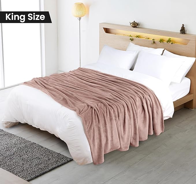 Utopia Bedding Rose Pink Fleece Blanket King Size Lightweight Fuzzy Soft Anti-Static Microfiber Bed Blanket (90x102 Inch)