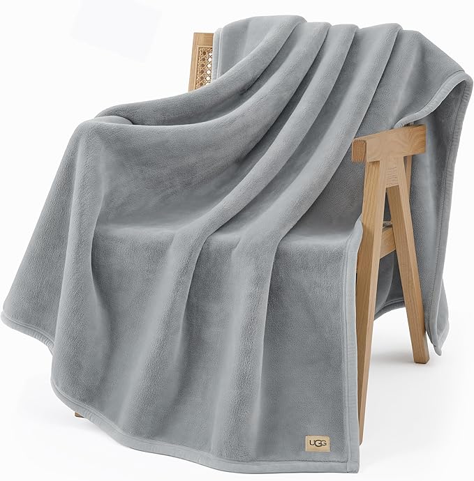 UGG Coco Plush Fleece Throw Blanket – Soft & Cozy Blanket for Couch, Bed & Sofa, Perfect for Home Decor, House Warming Gifts or Luxurious Birthday Gifts for Women, 50" x 70", Seal Gray