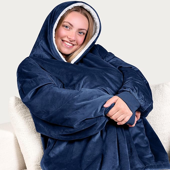 Bare Home Wearable Blanket Hoodie - Soft Plush Sherpa - Warm and Cozy - Oversized Wearable Blanket - Adult & Kid Sizes