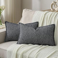 FUTEI Black Decorative Throw Pillow Covers 12x20 Inch Set of 2,Soft Houndstooth Gingham Textured Lumbar Pillow Cases,Modern Home Decor for Couch Bed Living Room