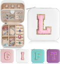 Parima Travel Jewelry Case - Initial Jewelry Boxes, Travel Gifts for Women Girl, Ring, Necklace, Earring Organizer Box - Initial L, White