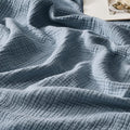 WDCOZY Muslin Throw Blanket 100% Cotton Blankets 4-Layer Breathable Lightweight Soft for Couch Boho Farmhouse Linen Tassels Ruffle Gauze Blankets All Season for Adults 50x60 Inches Dusty Blue