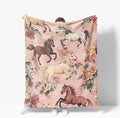Horse Throw Blanket Soft Warm Cozy Horses Floral Blankets Fuzzy Plush Fleece Horse Blanket Gifts for Couch Bed Sofa Home Decor 40''X50''