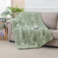 WESHIONGOO Chunky Knit Blanket Throw 50"×60" Knitted Throw Blankets for Couch Bed Fluffy Soft Blanket with Jumbo Chenille Yarn Thick 100% Handmade (Sage Green)