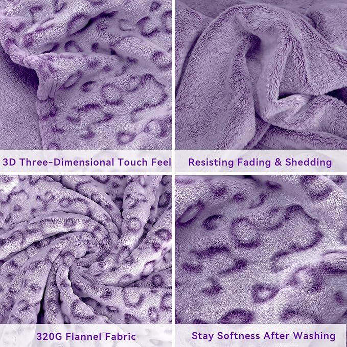 Purple Leopard Print Blanket for Women, Soft Warm Cheetah Queen Size Blanket, Cozy Fleece Throw for Bed Sofa Couch, Home Decor Living Room Bedroom Decor, Mothers Day Birthday Gifts for Mom Grandma