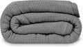 Linteum Textile Supply Leno Weave Light Grey Blanket, Queen 100% Cotton, Lightweight, Warm, Fluffy, Premium and Durable Soft & Cozy Bed Blanket for Home, Couch, Sofa & Dorm, All Season Throw [90x90]