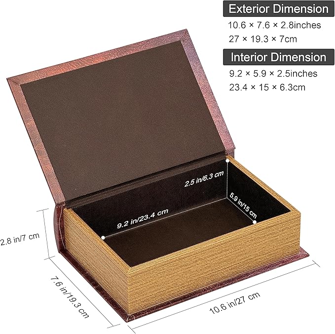PACOLO Decorative Book Boxes, Faux Wood cover Storage for Hidden Jewelry, Money, and Cash (Hexagram)