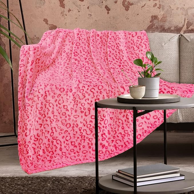 ZHIKU Pink Blanket for Women - Cheetah Print Blanket Pink Gifts for Women Mother Girls Soft Warm Leopard Print Throw Blanket for Birthday Gifts King Size
