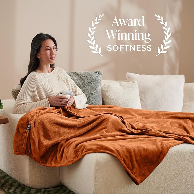 Bare Home Fleece Blanket - Twin/Twin Extra Long - Ultra-Soft Lightweight for Bed, Sofa, and Couch - Luxury Microplush - Cozy Warm Blanket (Twin/Twin XL, Sienna)