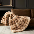 WDCOZY Deer Fawn Animal Print Bubble Throw Blanket, Luxury Faux Rabbit Fur Mink Plush Throw for Couch, Sofa and Bed, Soft Fluffy Fuzzy Cozy Blanket for Women, Thick and Warm, 50x60 inches, 950 GSM