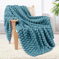Whale Flotilla Throw Blanket for Couch with Jacquard Pattern, Fuzzy Soft Cozy Exquisite Blankets for All Season, Warm and Fluffy, 50x60 Inch, Slate Blue