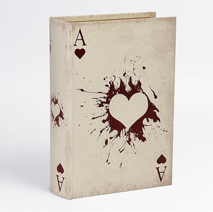 PACOLO Decorative Book Boxes, Faux Wood cover Storage for Hidden Jewelry, Money, and Cash (Ace of Hearts)