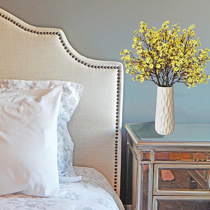 Mandy's Yellow Artificial Baby’s Breath Flowers 6 Bundles Silk Gypsophila, 18.5 Inch European Style Modern Home Decor Centerpiece, Neutral Wedding Flower Arrangements