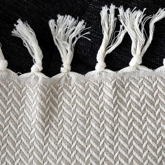 Peshtemania Premium Cotton Boho Throw Blanket Fall Throw Blanket |50”x60”| Beige Cream for Bed Sofa Couch Outdoor Farmhouse Turkish Throws and Blankets for Bedroom Picnic Blankets Yoga Blanket