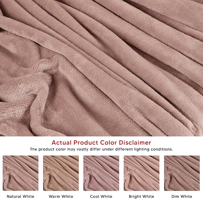 Utopia Bedding Rose Pink Fleece Blanket California King Size Lightweight Fuzzy Soft Anti-Static Microfiber Bed Blanket (102x96 Inch)