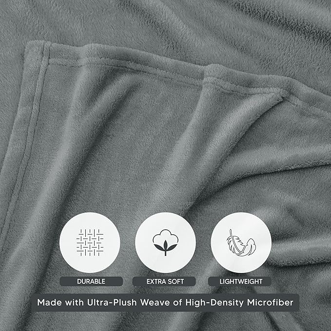 Utopia Bedding Cool Grey Fleece Blanket Twin Size Lightweight Fuzzy Soft Anti-Static Microfiber Bed Blanket (60x80 Inch)