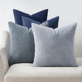 Topfinel 4 Packs Blue Decorative Throw Pillow Covers 16x16 Inch for Living Room Couch Bed Sofa, Boho Western Farmhouse Home Decor, Square Soft Moss Corduroy Fall Cushion Case 40x40 cm