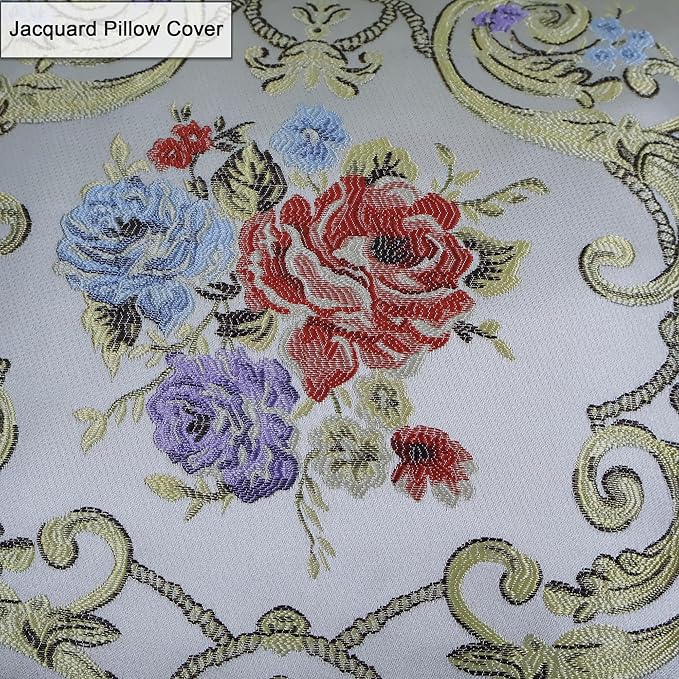 SZHELEJIAM Pillow Cover Set of 2, Jacquard Vintage Embroidered Pillow Case, for Sofa Cushion Cover for Sofa, Bed, Living Room, Throw Pillow Covers 18x18 Beige