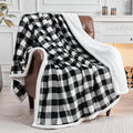 BEDELITE Sherpa Fleece Blanket - Black and White Buffalo Plaid Christmas Blanket, Super Soft Cozy Warm Thick Winter Throw Blankets for Couch and Bed, 60" x 80"