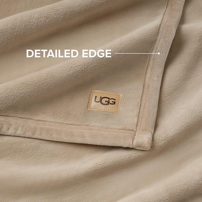 UGG Coco Plush Fleece Throw Blanket – Soft & Cozy Blanket for Couch, Bed & Sofa, Perfect for Home Decor, House Warming Gifts or Luxurious Birthday Gifts for Women, 50" x 70", Beige Mustard Seed