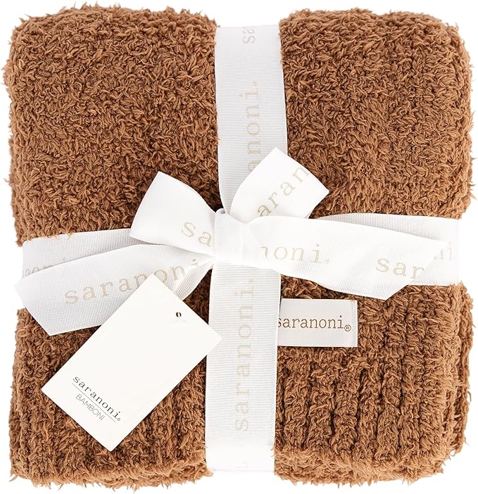 Saranoni Bamboni Baby Blanket | Luxury Plush Super Soft Blanket | Breathable Comfort Infant Baby Blankets for Boys & Girls | Caramel, Mini - 15” x 20”