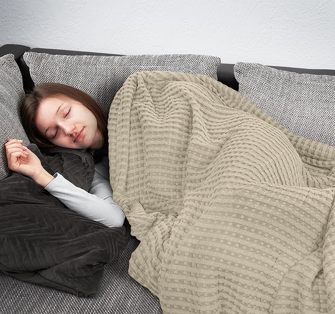 Utopia Bedding Khaki 100% Cotton Waffle Blanket 300 GSM [Full - 90x84 Inch] Soft Lightweight Breathable Bed Blanket for All Season