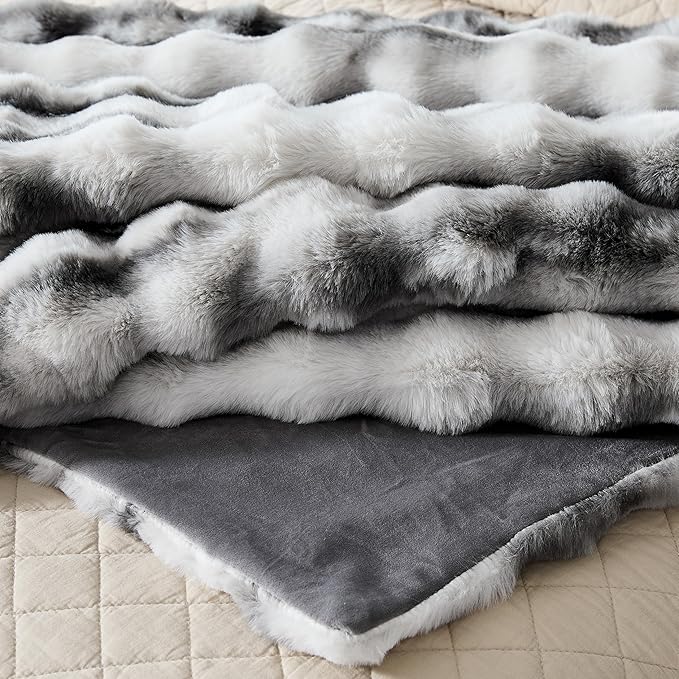 WDCOZY Marble Pattern Bubble Throw Blanket, Luxury Faux Rabbit Fur Mink Plush Throw for Couch, Sofa and Bed, Soft Fluffy Fuzzy Cozy Blanket for Women, Thick and Warm, 50x60 inches, 950 GSM