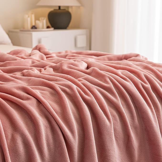 K.Garden Sherpa Fleece Throw Blanket for Couch Sofa, Super Soft Cozy Fuzzy Plush Blankets Fleece Thick Warm Blanket for Winter Reversible Thick Warm Blanket for Bed, Sofa, Pink 6080