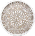 Hrastany Boho Round Wooden Decorative Tray, White Farmhouse Candles Tray for Home Decor, A Pattern