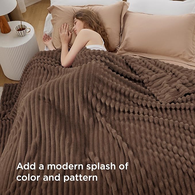 Bedsure GentleSoft Brown Fleece Blanket for Couch - Cozy Soft Blankets for Women, Cute Small Throws for Girls, 108x90 Inches