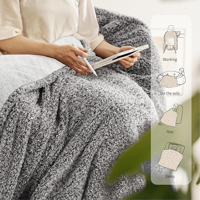 Heated Blanket Electric Throw 50" x 60" -Heated Throw Blanket with 5 Heating Levels & 3 Hours Auto Off,Machine Washable,ETL & FCC Certification(Racoon Gray)