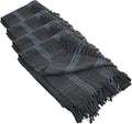 Creative Co-Op Recycled Cotton Blend Throw Blanket with Fringe, Grey Plaid (Pack of 4)