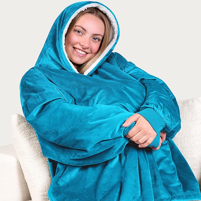 Bare Home Wearable Blanket Hoodie - Soft Plush Sherpa - Warm and Cozy - Oversized Wearable Blanket - Adult & Kid Sizes