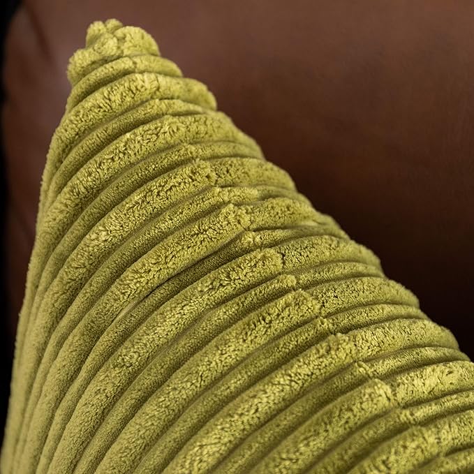 UGASA Plush Velvet Corduroy Throw Euro Pillow Sham Cushion Cover for Bed, 2 Pcs, 26" x 26" (66 x 66 cm), Green
