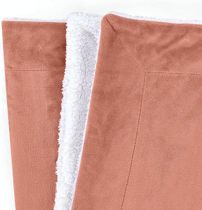 Mocassi Premium Ultra-Soft Flannel Fleece Sherpa Throw Blanket - Warm Cozy Reversible Plush Micromink Blanket for Couch, Bed and Sofa - Fluffy, Christmas Winter Bedding Gift, Queen, Coral