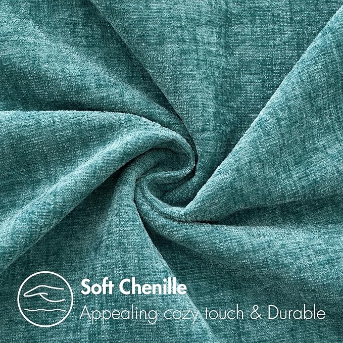 MIULEE Pack of 2 Couch Throw Pillow Covers 12x20 Inch Soft Teal Chenille Lumbar Pillow Covers for Sofa Living Room Solid Dyed Cases