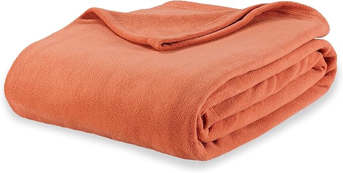 Berkshire Blanket Microfleece Twin Size Bed Blanket Amberglow Orange, Lightweight Soft Breathable Plush Micro Fleece Blanket for Bed Couch Sofa, 60x92 Inches