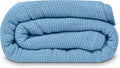 Linteum Textile Supply Leno Weave Blue Blanket, Queen 100% Cotton, Lightweight, Warm, Fluffy, Premium and Durable Soft & Cozy Bed Blanket for Home, Couch, Sofa & Dorm, All Season Throw [90x90]