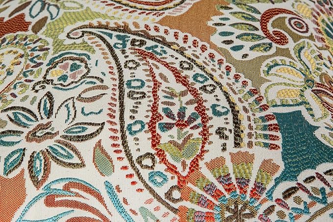 Mika Home Pack of 2 Oblong Rectangular Throw Pillow Cover Cushion Cases for Sofa Couch Chair,Paisley Pattern,12x20 Inches,Red Teal Cream Multicolor