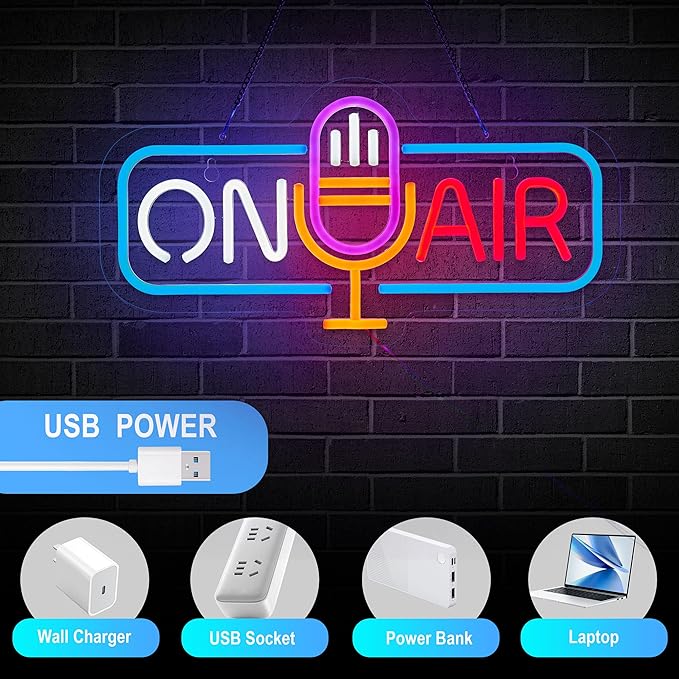 On Air Neon Sign for Wall Decor Recording Light Signs Beer Bar Home Bedroom Man Cave Neon Light with Dimmable Switch LED Artwork Décor