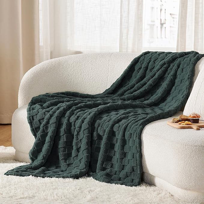 Bedsure GentleSoft Dark Green Spring Throw Blanket for Couch - Super Soft Cozy Blankets Gifts for Women Men Girls, Cute Small Fleece Mother's Day Throws for Bedroom Home Decor, 50x70 Inches