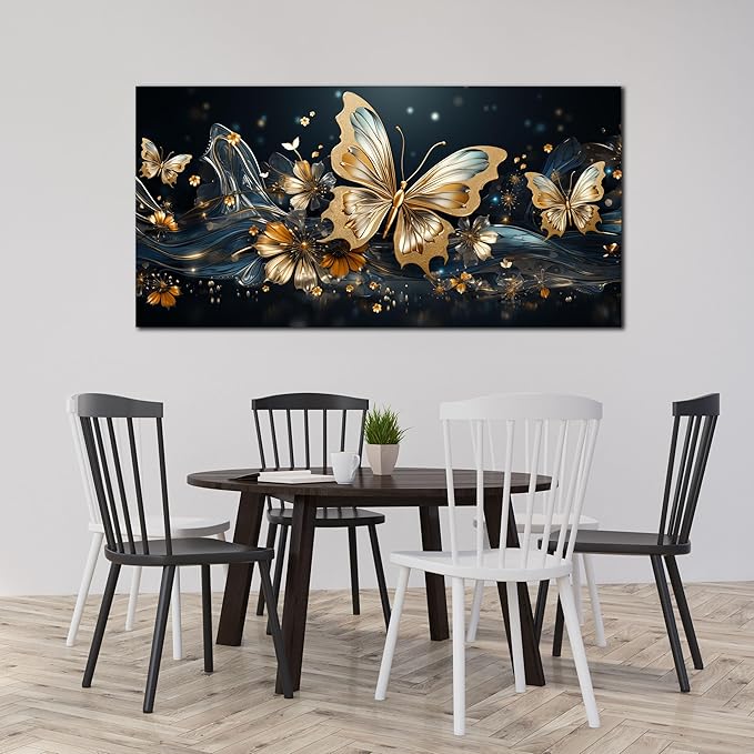 Gold Butterfly Wall Art Bedroom Teen Girl Room Decor Dorm Large Wall Art for Dorm Room Girl Ready to Hang 29 x 59 Inch