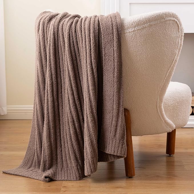 BATTILO Fluffy Soft Throw Blanket for Couch, Knit Fuzzy Plush Camel Throw Blankets, Cozy Warm Lightweight Blanket for Bed, Sofa, Home Decor, 50"x60"