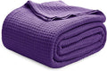 Bedsure Gentlesoft 100% Cotton Blanket King Size for Bed - Breathable and Soft for Spring Summer, Thick Cozy Waffle Weave Blanket Gifts for Women, Purple, 104x90 inches