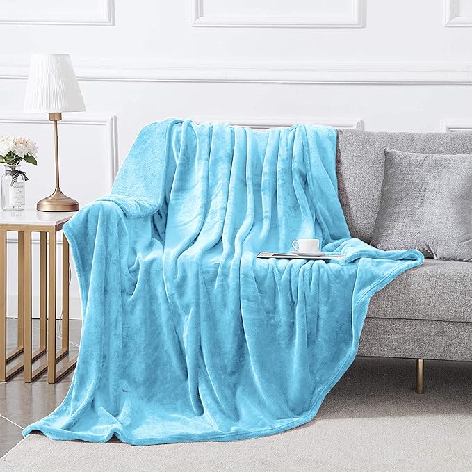 IR Imperial Rooms Fleece Blanket King Size – Soft 400 GSM Plush Microfiber King Size Blanket, Warm Lightweight King Blanket for The Bed, 108x90 Inches, Light Blue