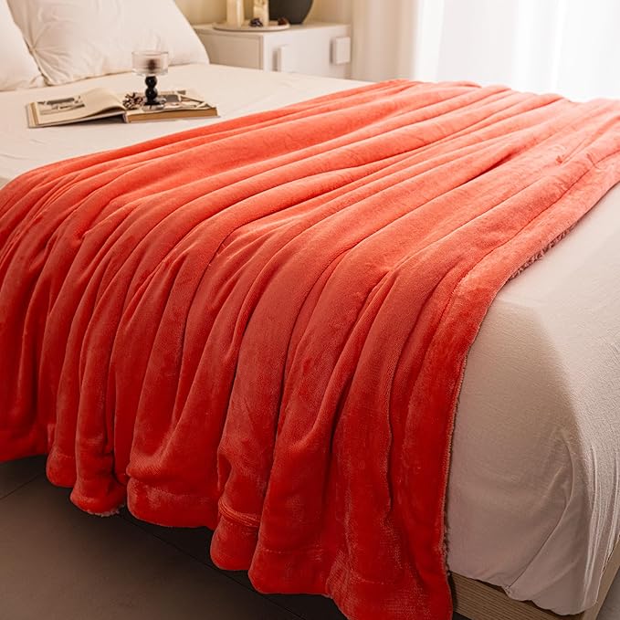 K.Garden Sherpa Throw Blanket for Couch Sofa, Super Soft Cozy Fuzzy Plush Blankets Fleece Thick Warm Blanket for Winter Reversible Thick Warm Blanket for Bed, Sofa, Rose Pink Solid 60 * 80inch