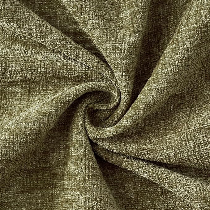 MIULEE Pack of 2 Couch Throw Pillow Covers 12x20 Inch Soft Olive Green Chenille Lumbar Pillow Covers for Sofa Living Room Solid Dyed Cases