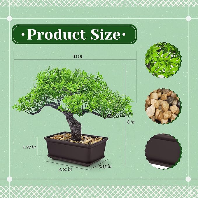 Der Rose Artificial Bonsai Tree 8 Inch Zen Fake Plant Modern Shelf Office Desk Decor Japanese Style Indoor