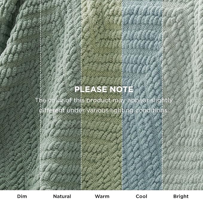 Bedsure Sage Green Throw Blanket for Couch ?Versatile Knit Woven Chenille Blanket for Chair, Super Soft, Warm & Decorative Blanket with Tassels for Bed, Sofa and Living Room (Sage Green, Throw)